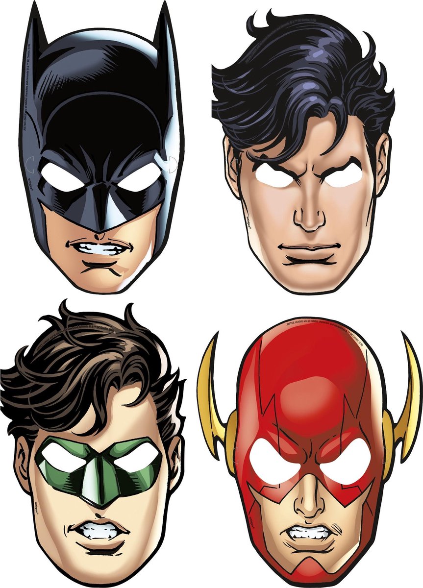 UNIQUE - 8 kartonnen Justice League maskers - Maskers > Half maskers